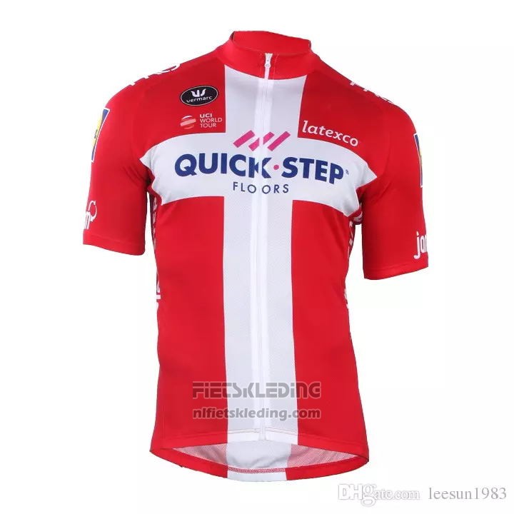 2018 2019 Fietskleding Quick Step Floors Kampioen Denemarken Korte Mouwen en Koersbroek